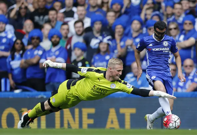 Kasper Schmeichel is having a stunning game in goal