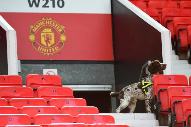 Police dogs search Old Trafford