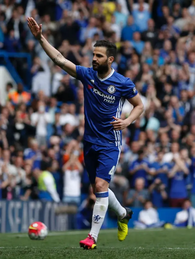 Cesc Fabregas celebrates his goal