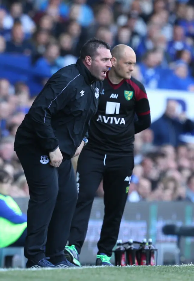 Everton coach David Unsworth looks on