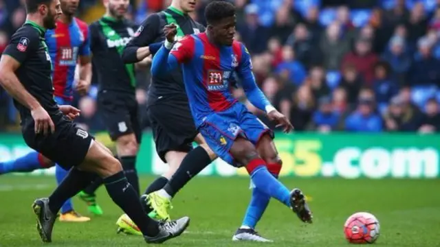 Wilfried Zaha scores against Stoke