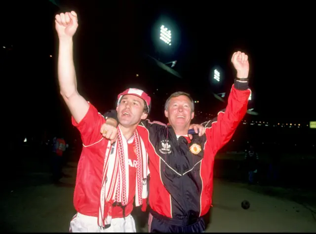 Bryan Robson and Sir Alex Ferguson