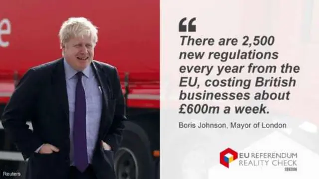 Boris Johnson claims 2,500 new regulations every year cost British businesses about £600m a week