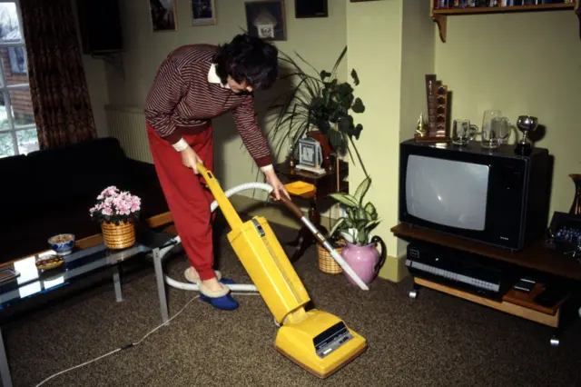 A vacuum cleaner in action