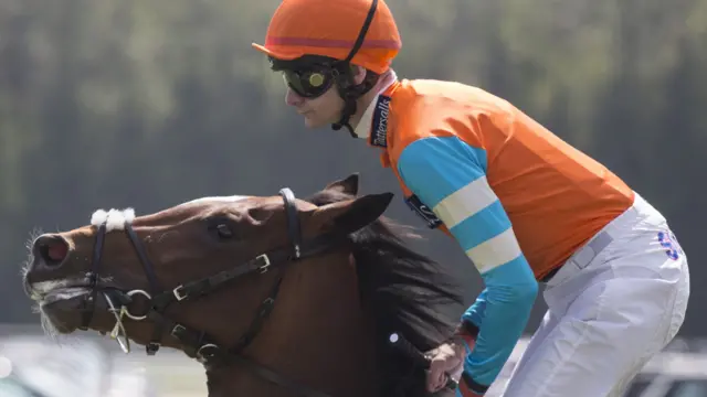 Jockey Robert Havin and Cunco at Newbury on Friday