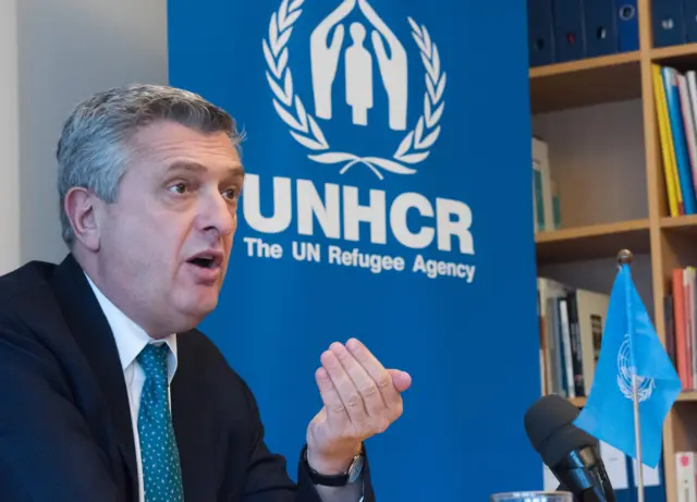 UN High Commissioner for Refugees Filippo Grandi speaks about the migration crisis during a press meeting at the UNHCR office in Stockholm, Sweden, on April 6, 2016.