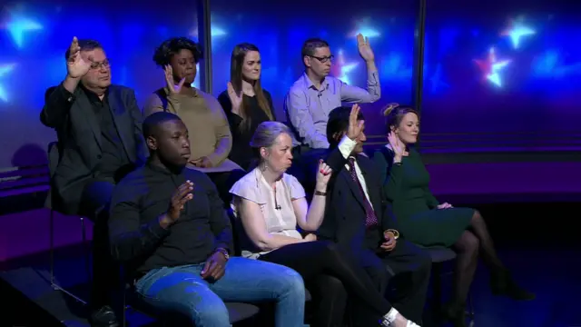 Audience with hands up