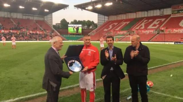 Andy Wilkinson being honoured by Stoke City