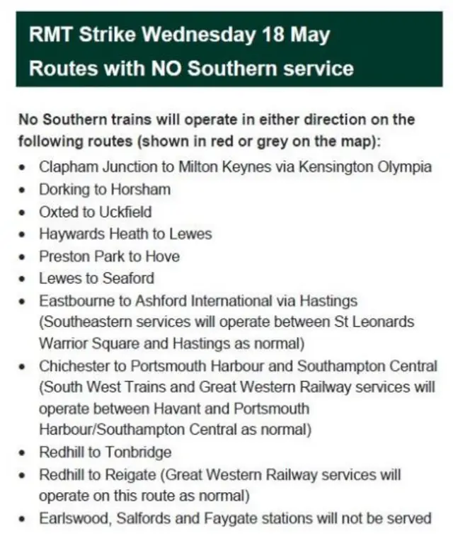 List of routes with no service