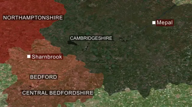 Mepal/Sharnbrook map