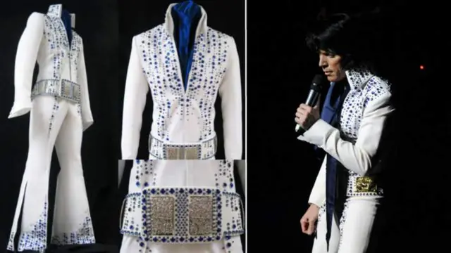 Bejewelled white Elvis suit