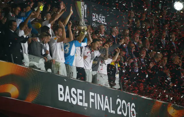 Sevilla celebrate winning the Europa League