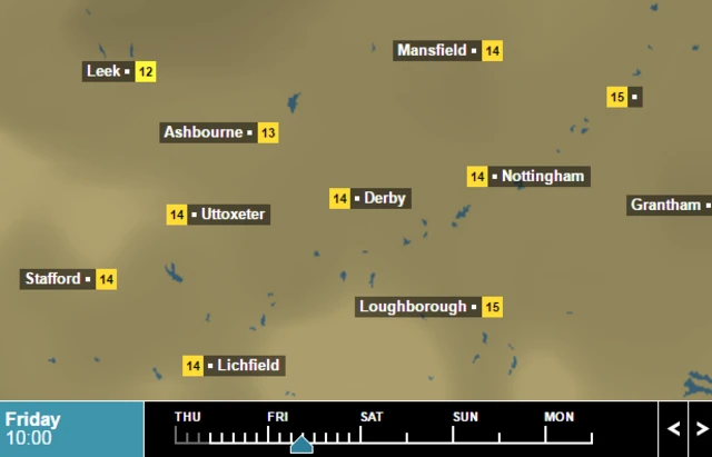 WEather temperatures for 10am on Friday May 20