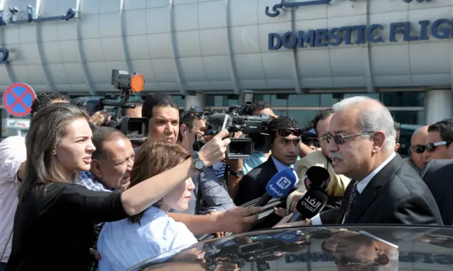 Egyptian Prime Minister Sherif Ismail at Cairo airport