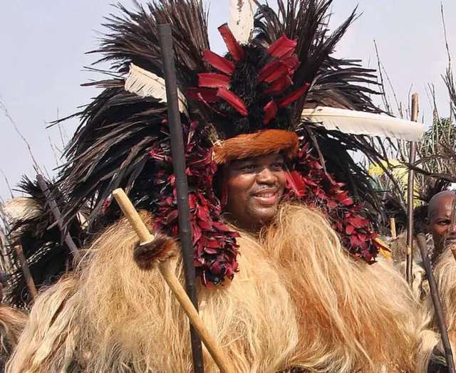 King Mswati III in traditional head dress