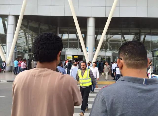 Egyptians gather outside the arrivals section of Cairo International Airport, Egypt, Thursday, May 19, 2016