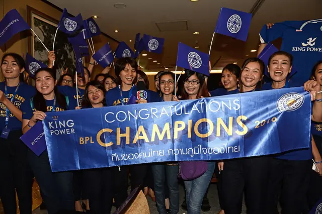 Leicester fans at Bangkok airport