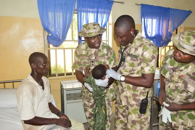 Army with baby and suspected militant in hospital
