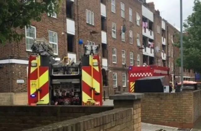 Fire engines outside flats