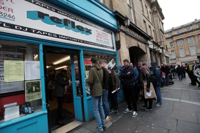 Queue outside record shop