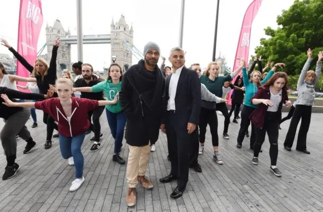 Sadiq Khan with dancers