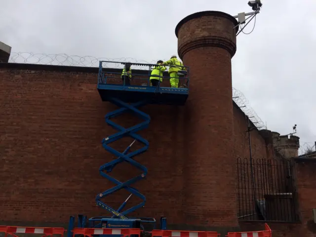 Workmen at Leicester Prison