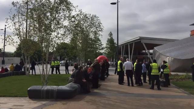 People outside the bus station today