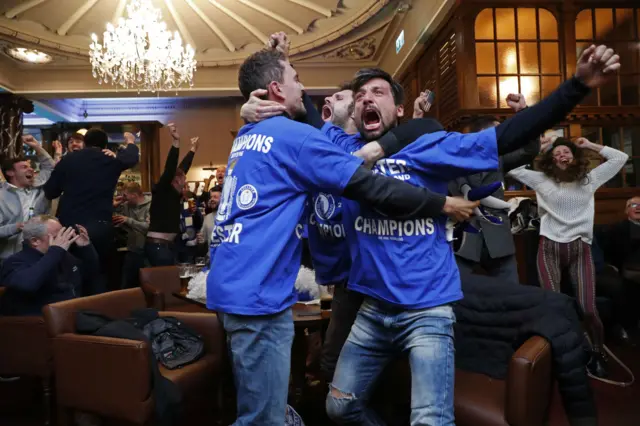 Leicester fans celebrate