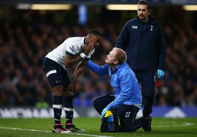 Danny Rose is treated for an injury