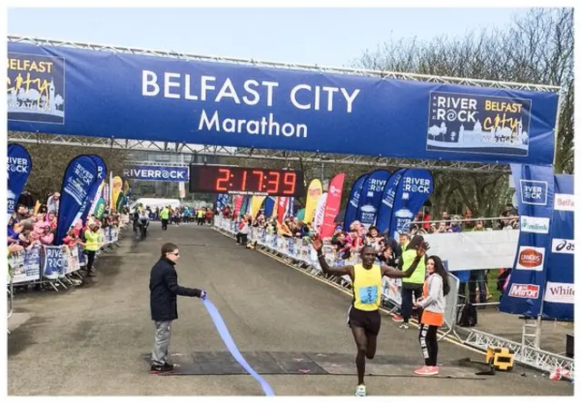 Joel Kipsang wins Belfast Marathon