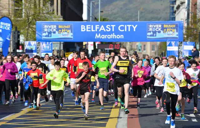 Runners in the Belfast City Marathon