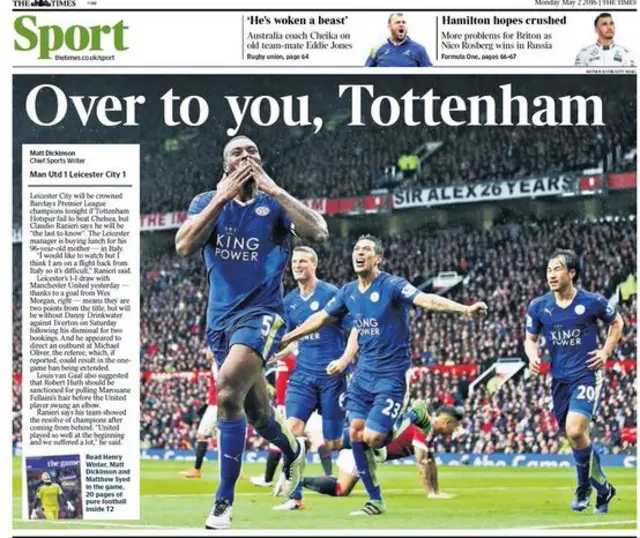 Monday's The Times back page