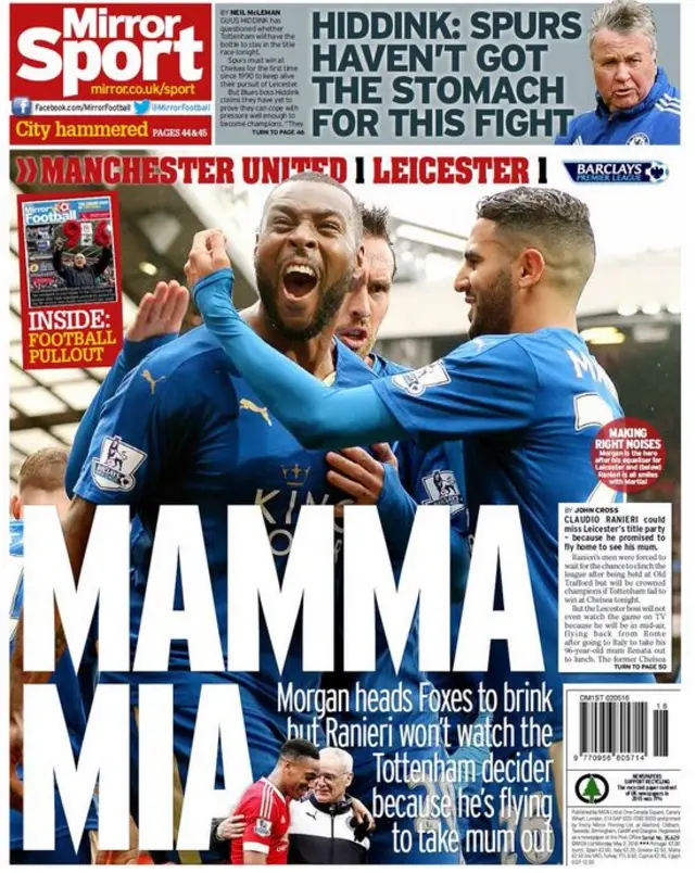 Monday's Mirror back page