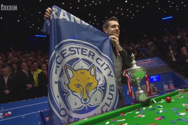 Selby with the Leicester City flag