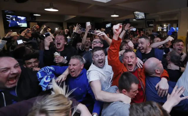 Leicester fans celebrate