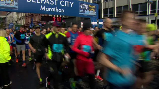 Runners at the start of the Belfast City Marathon