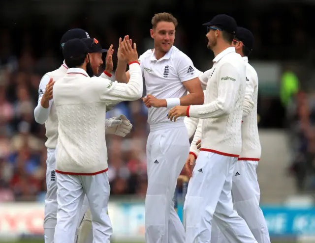 Stuart Broad celebrates