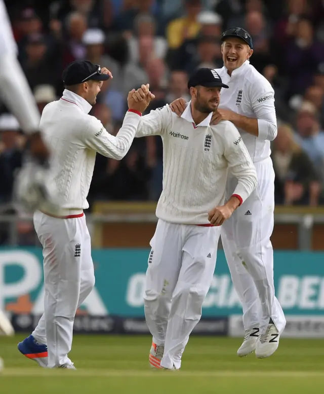 James Vince celebrates wicket