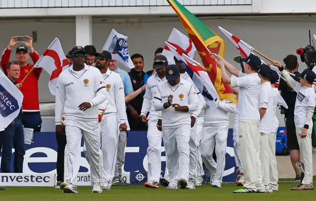 Sri Lankan team arrive for day two