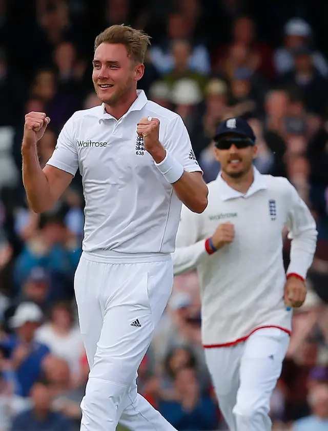 Stuart Broad celebrates