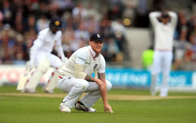 Ben Stokes looks on