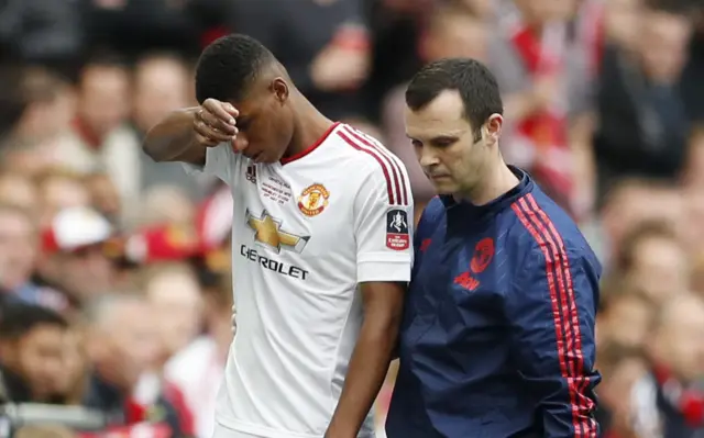 Marcus Rashford looks dejected