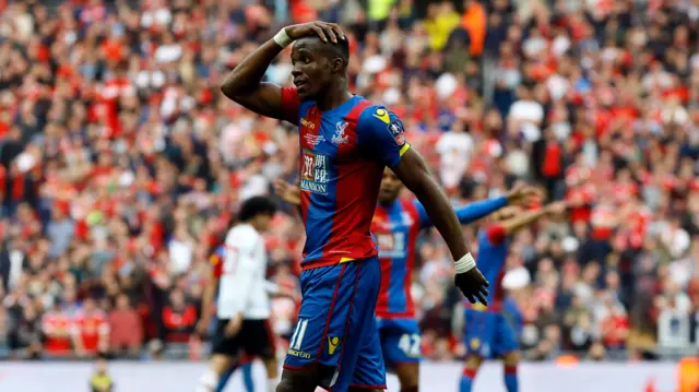 Wilfried Zaha reacts