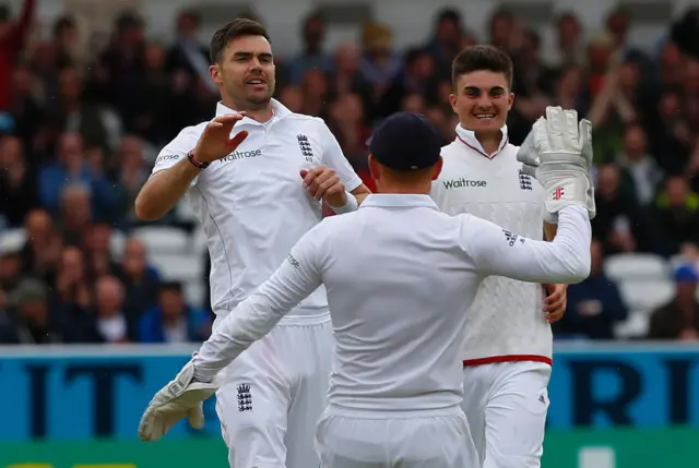 James Anderson celebrates