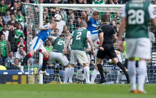 Kenny Miller scores for Rangers against Hibernian