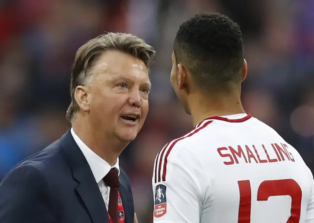 Louis van Gaal and Chris Smalling