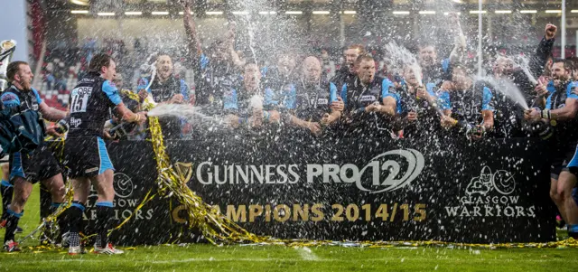 Glasgow Warriors celebrate winning the 2015 Pro12 final