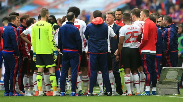 Louis van Gaal gives a team talk