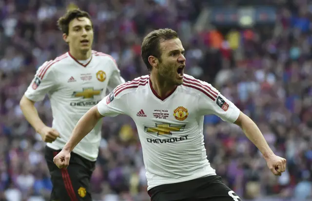 Juan Mata celebrates