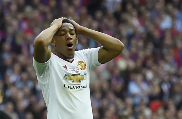 Anthony Martial looks dejected